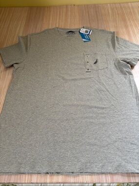 Nautica active stretch performance deck pocket tee shirt gray NWT
